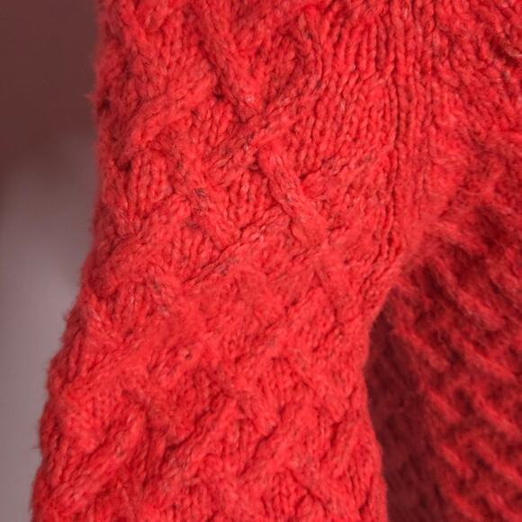 LOFT Womens Chunky Cable Knit Sweater Medium Salmon Color Boat Neck - Picture 5 of 10